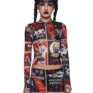 Dolls Kill Mesh Horror Top